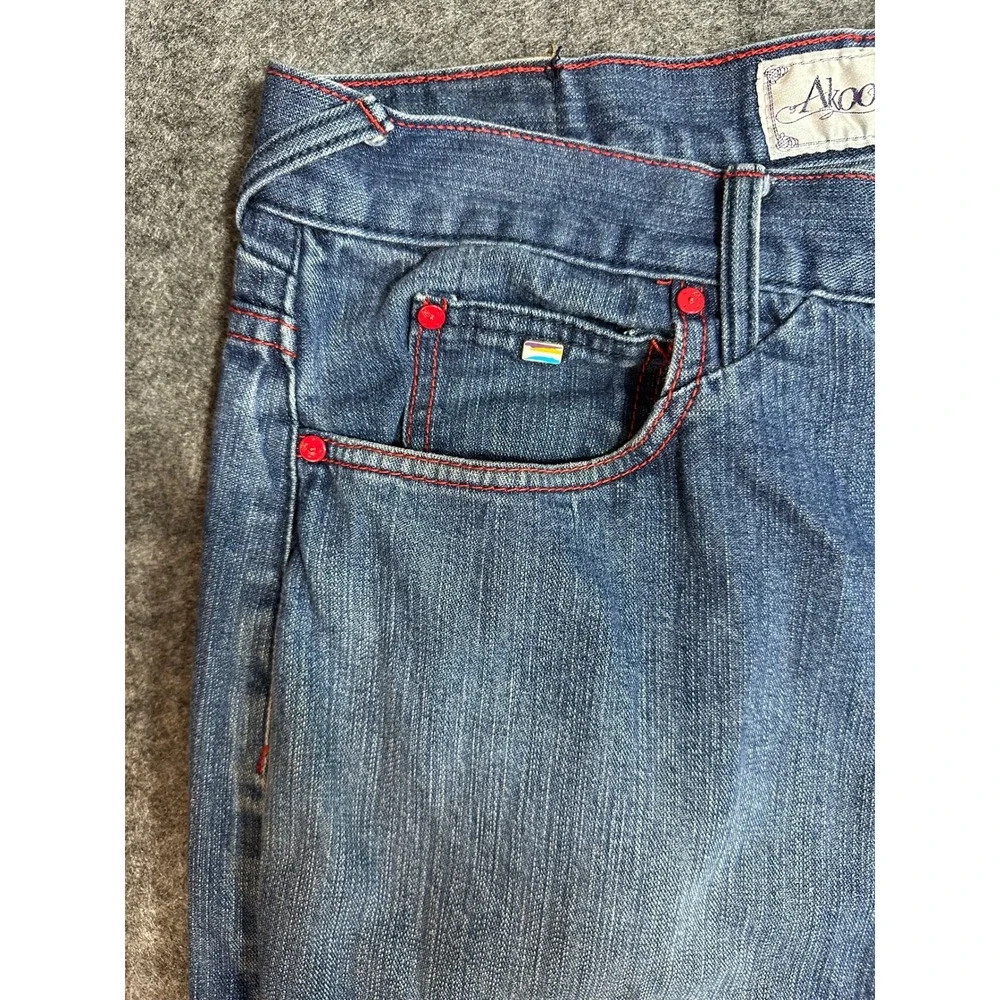AKOO Jeans Men's Size‎ 42 Blue Denim Straight Leg RARE with Red Stitching
